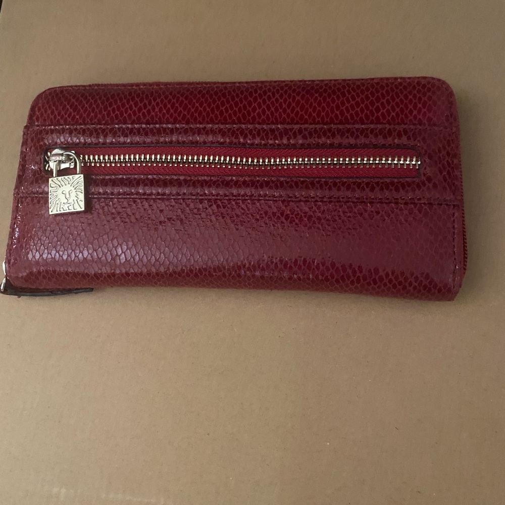 Anne Klein Red Snake Print Wallet